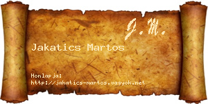Jakatics Martos névjegykártya